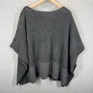 Barefoot Dreams Poncho Womens One Size Gray‎ CozyChic Button Shoulder EUC
